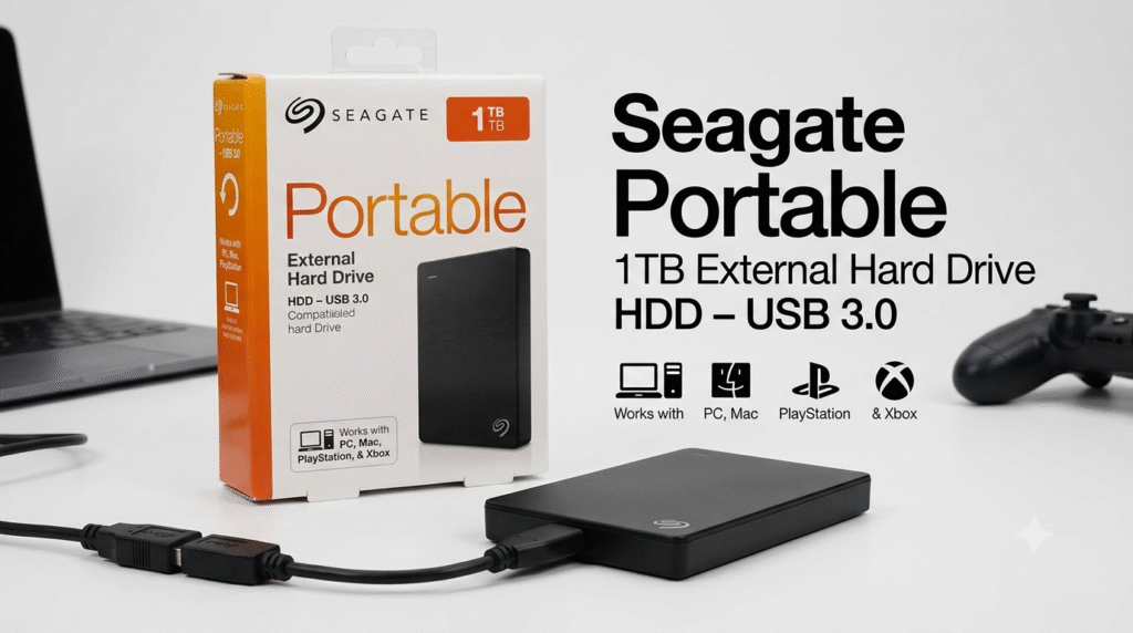 Seagate Portable 1TB External Hard Drive HDD – USB 3.0 for PC, Mac, PlayStation, & Xbox, 1-Year Rescue Service (STGX1000400) , Black Seagate Portable 1TB External Hard Drive HDD – USB 3.0 for PC, Mac, PlayStation, & Xbox, 1-Year Rescue Service (STGX1000400) , Black